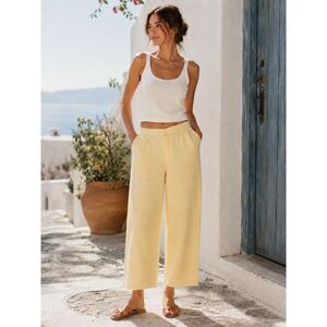 Lino U.S.A. Women’s 3X Yellow 100% Linen Wide Leg Pants Lined